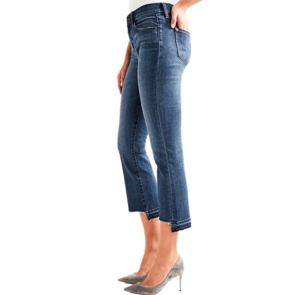 J Brand Selena Mid-rise Cropped Boot Cut Jeans With Chewed Raw Hem Size 28 - Picture 4 of 9